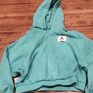 Jordan Teal Cropped Pullover Hoodie